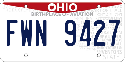 OH license plate FWN9427