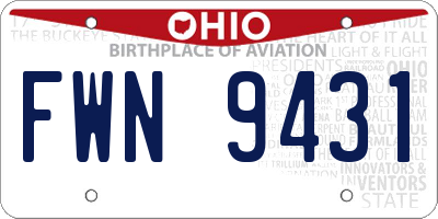 OH license plate FWN9431