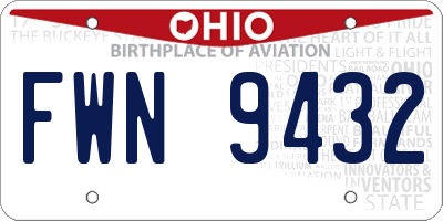 OH license plate FWN9432