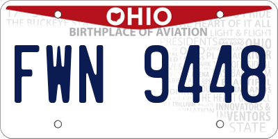 OH license plate FWN9448