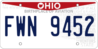 OH license plate FWN9452