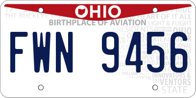 OH license plate FWN9456