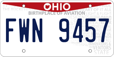 OH license plate FWN9457