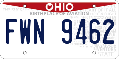 OH license plate FWN9462