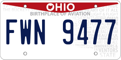 OH license plate FWN9477