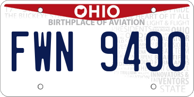 OH license plate FWN9490