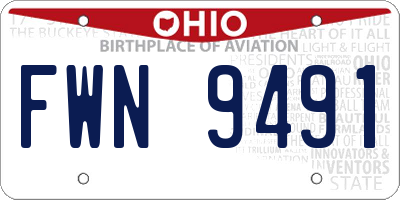 OH license plate FWN9491
