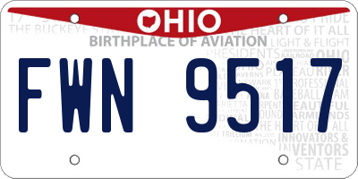 OH license plate FWN9517