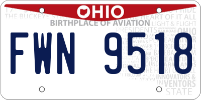 OH license plate FWN9518