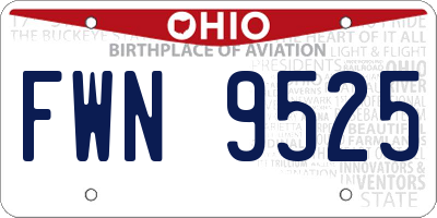 OH license plate FWN9525