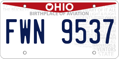 OH license plate FWN9537