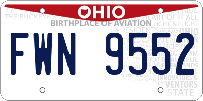 OH license plate FWN9552