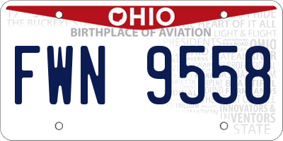 OH license plate FWN9558