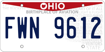 OH license plate FWN9612