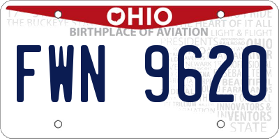 OH license plate FWN9620