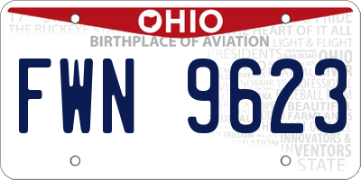 OH license plate FWN9623