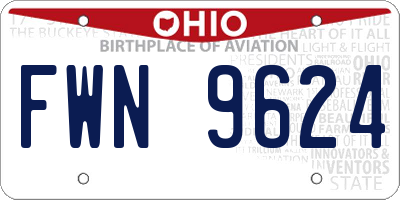 OH license plate FWN9624