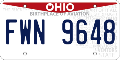 OH license plate FWN9648