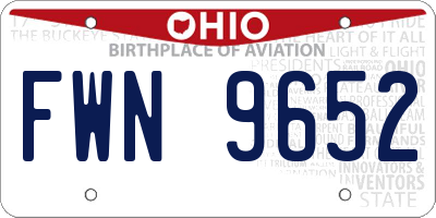 OH license plate FWN9652