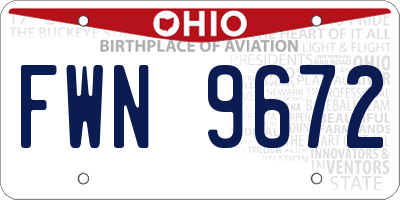 OH license plate FWN9672