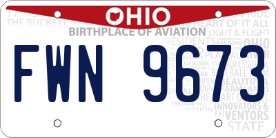 OH license plate FWN9673