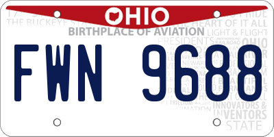 OH license plate FWN9688