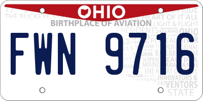 OH license plate FWN9716