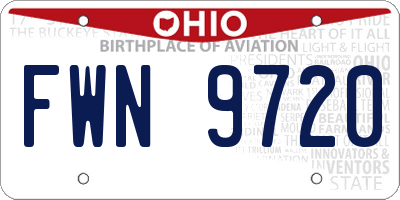 OH license plate FWN9720