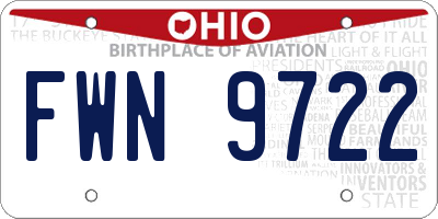 OH license plate FWN9722