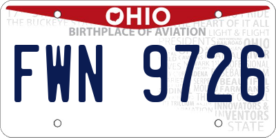 OH license plate FWN9726