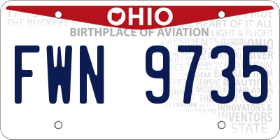 OH license plate FWN9735