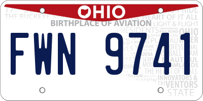 OH license plate FWN9741