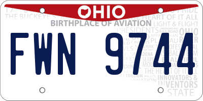OH license plate FWN9744
