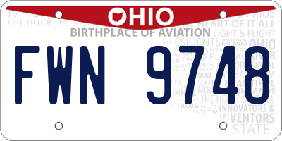 OH license plate FWN9748