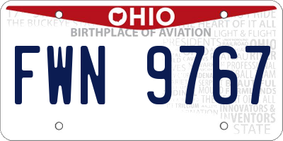 OH license plate FWN9767