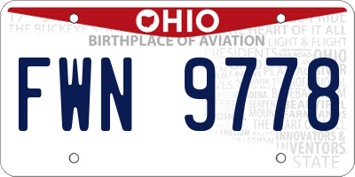 OH license plate FWN9778