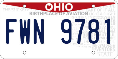OH license plate FWN9781