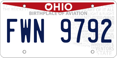 OH license plate FWN9792