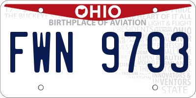 OH license plate FWN9793