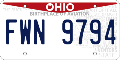 OH license plate FWN9794