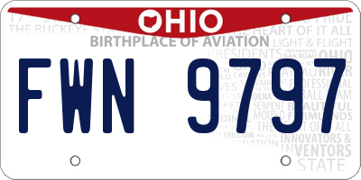 OH license plate FWN9797