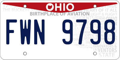 OH license plate FWN9798
