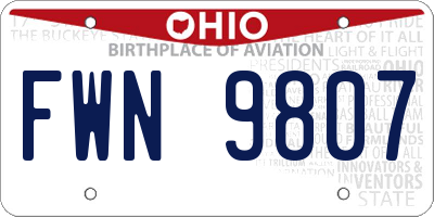 OH license plate FWN9807