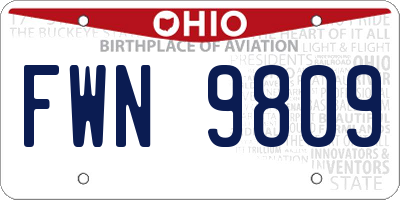 OH license plate FWN9809