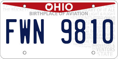 OH license plate FWN9810