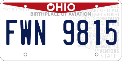 OH license plate FWN9815