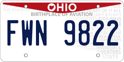OH license plate FWN9822