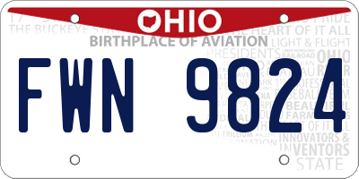 OH license plate FWN9824