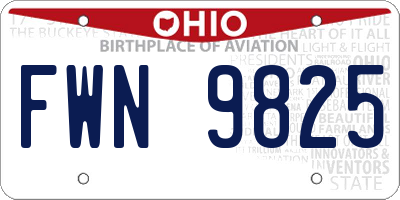 OH license plate FWN9825