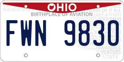 OH license plate FWN9830
